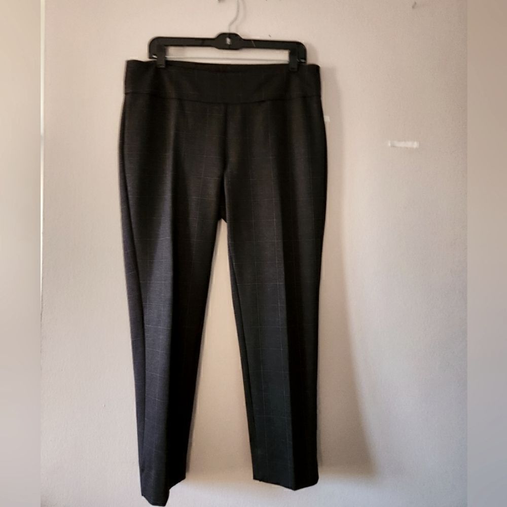 ZAC RACHEL PANTS WOMEN'S GRAY PLAID FLAT FRONT CASUAL size LARGE